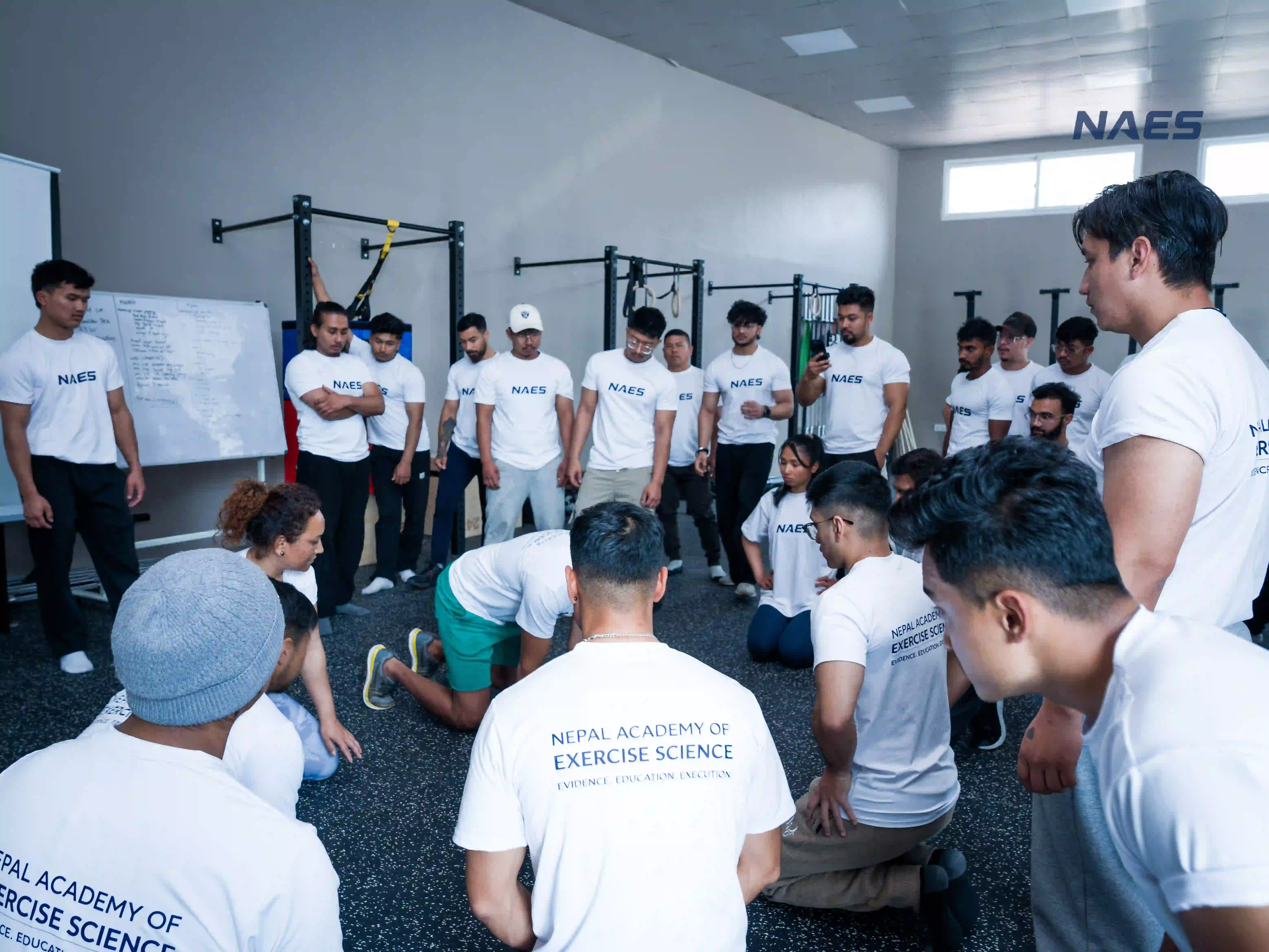 Students training at NAES fitness academy in Kathmandu, Nepal